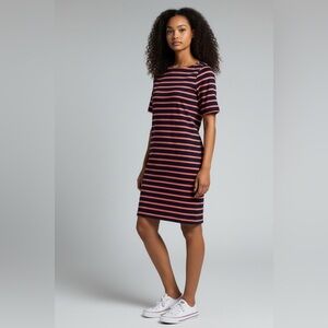 GAP Navy and Coral Striped Midi Dress women size xs